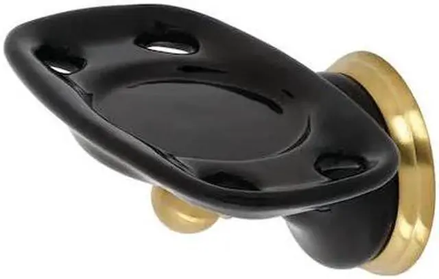 Alt view image 2 of 2 - Kingston Brass BA9116BB Water Onyx Toothbrush & Tumbler Holder, Brushed Brass