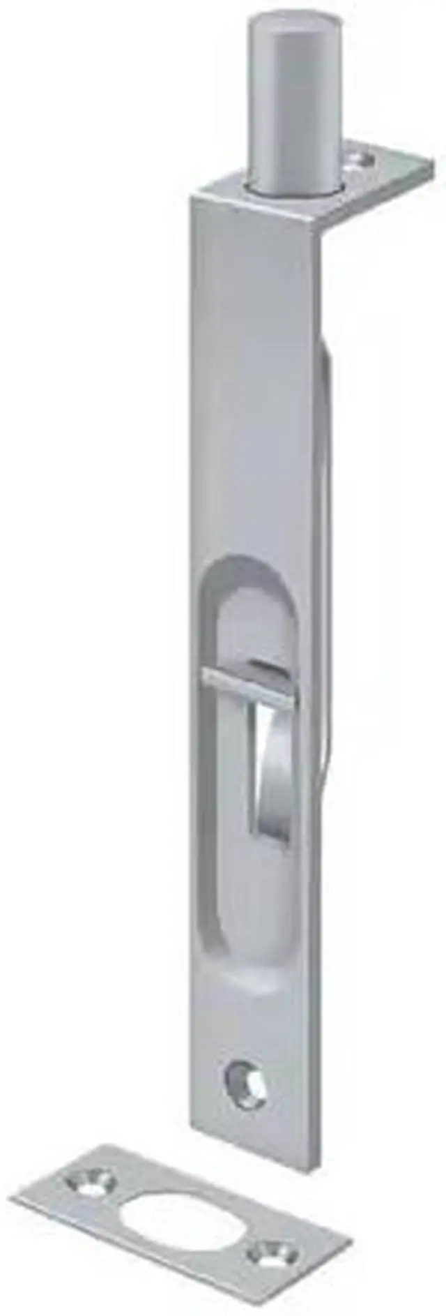 Alt view image 2 of 2 - Deltana 6FBS26D 6 in. Heavy Duty Square Flush Bolt, Satin Chrome - Solid