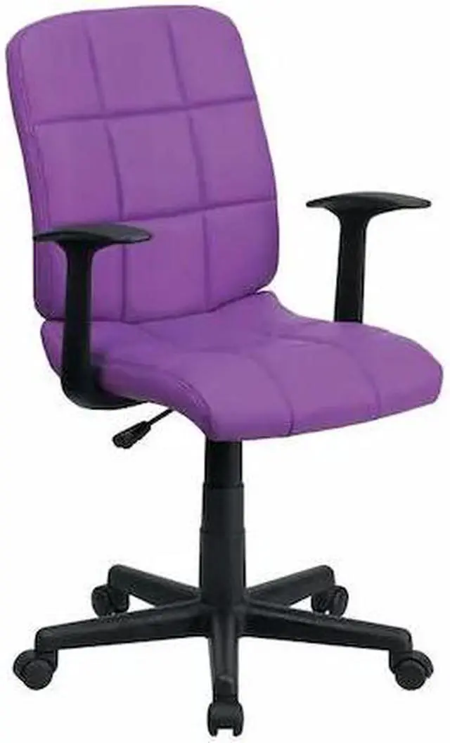 Alt view image 8 of 20 - Mid-Back Purple Quilted Vinyl Swivel Task Office Chair with Arms
