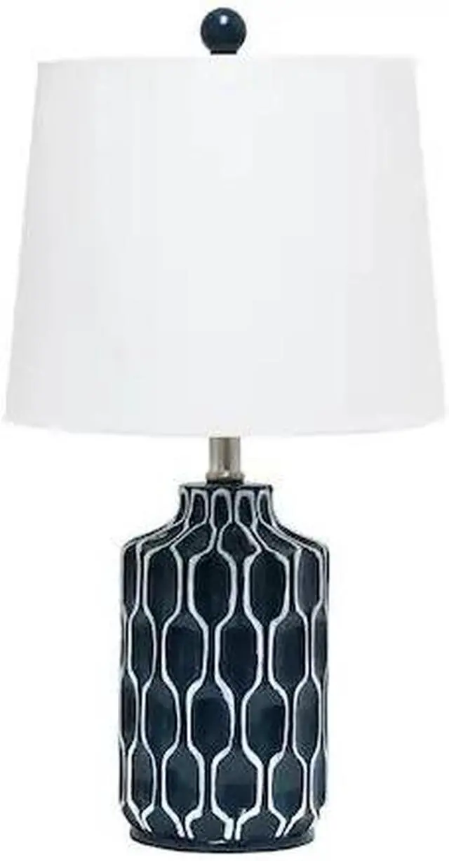 Alt view image 6 of 12 - Lalia Home Moroccan Table Lamp with Fabric White Shade, Blue