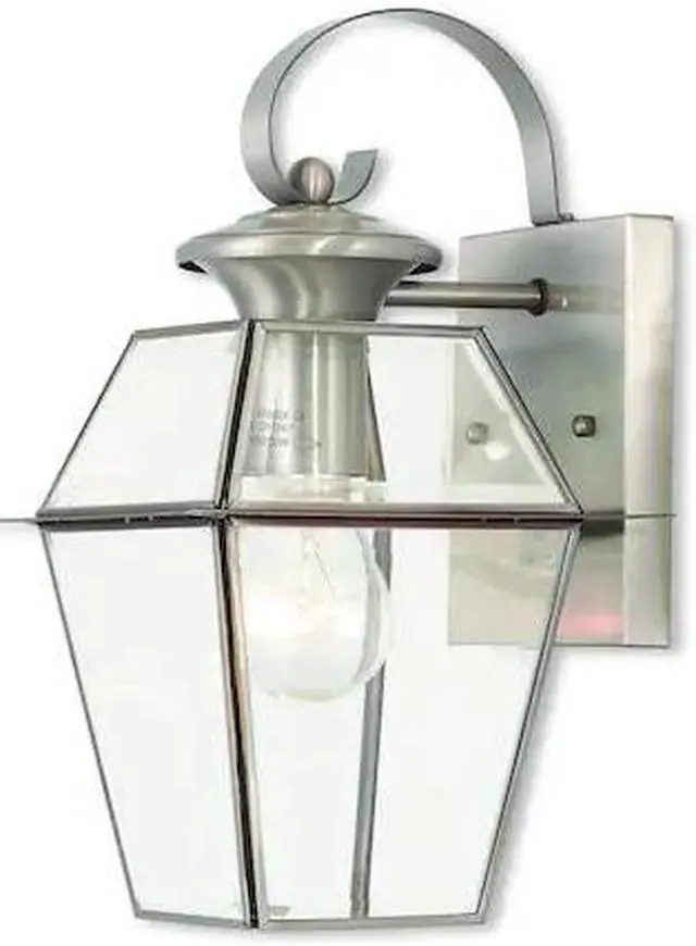 Alt view image 2 of 2 - Livex Lighting 2181-91 Westover 1 Light BN Outdoor Wall Lantern, Brushed Nickel
