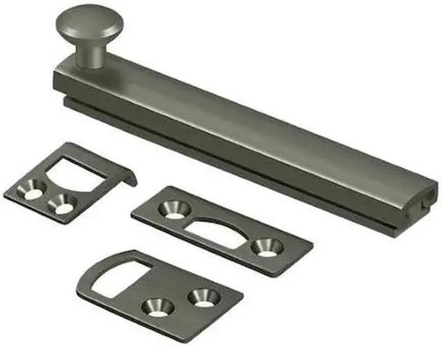 Alt view image 2 of 2 - Deltana 4SBCS15A 4 in. Heavy Duty Surface Bolt with Concealed Screw, Antique Nickel - Solid