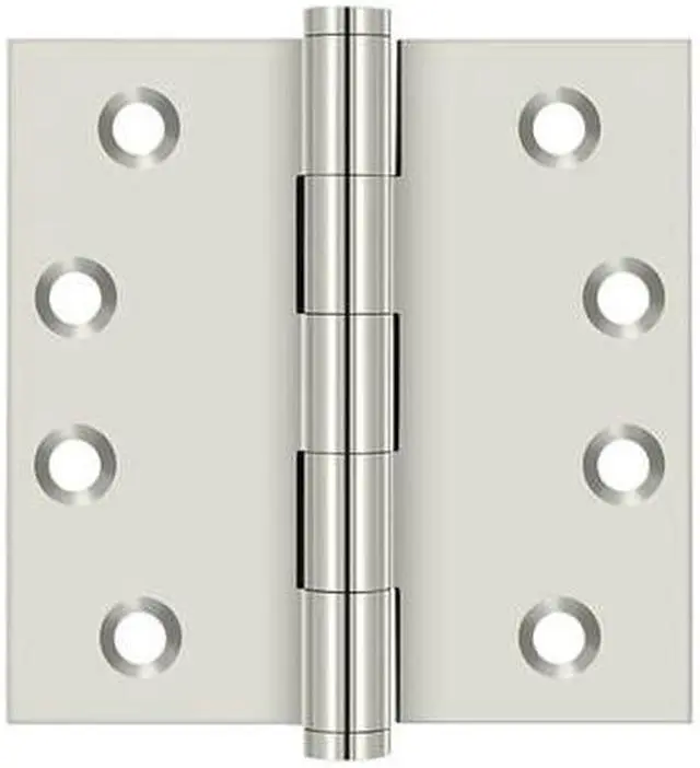 Alt view image 2 of 2 - 4 in. x 4 in. Square Solid Brass Hinge - Pair (Standard - Polished Nickel)