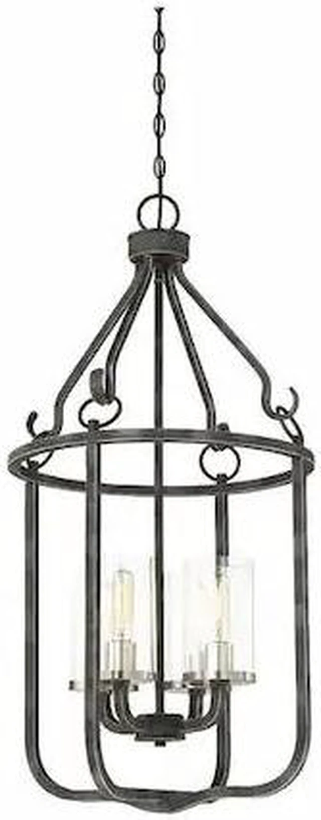 Main image of NUVO 60-6127 4 Light Sherwood Caged Pendant Iron Black Brushed Nickel Acc