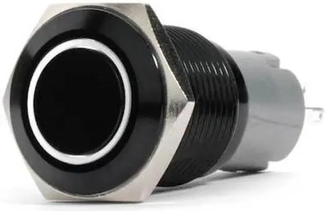 Alt view image 3 of 7 - RS-B19MM-LEDW - 19mm Flush Mount Pre-Wired LED 2-Position On/Off Switch (White) (Each) - Black Finish