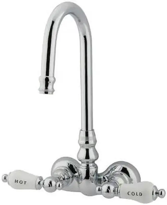 Alt view image 4 of 5 - Kingston Brass Cc74T1 Hi-Rise Spout Clawfoot Tub Filler - Polished Chrome Finish