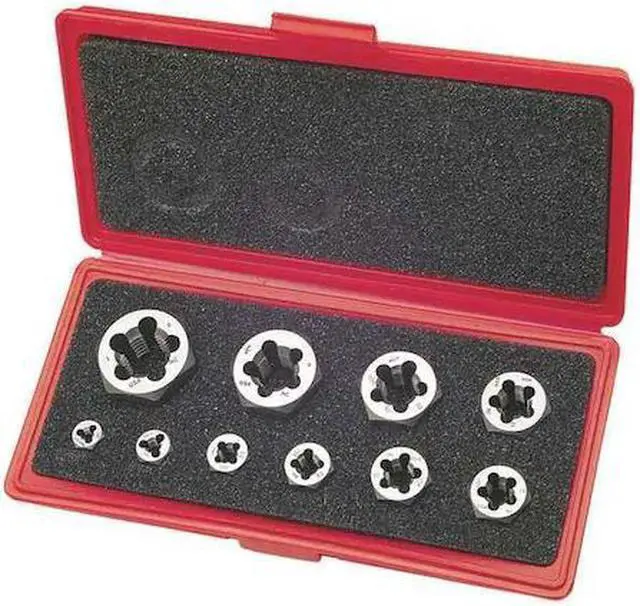 Main image of CHICAGO-LATROBE 403520 10pc Carbon Steel Hexagon Rethreading Die Set 377