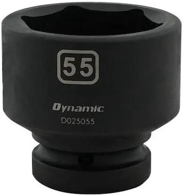 Main image of DYNAMIC D025055 1" Drive Standard Socket, Black Phosphate, Tools 55MM X 1"