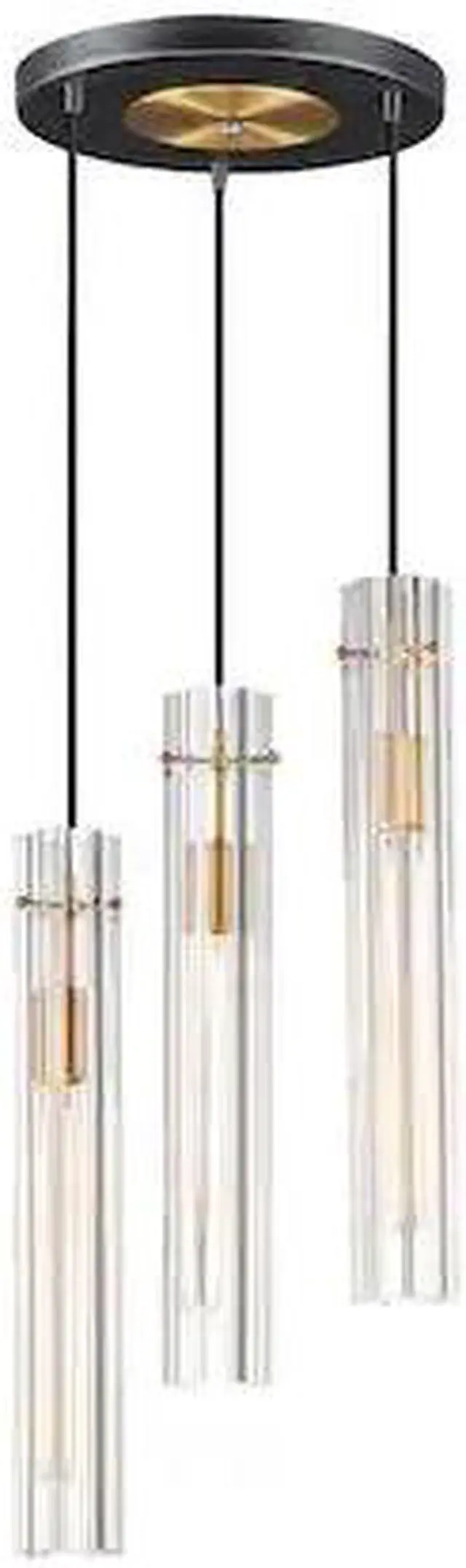 Main image of MAXIM 16123CLBKAB Flambeau 3-Light 12.75" Wide Black / Antique Brass Chandelier