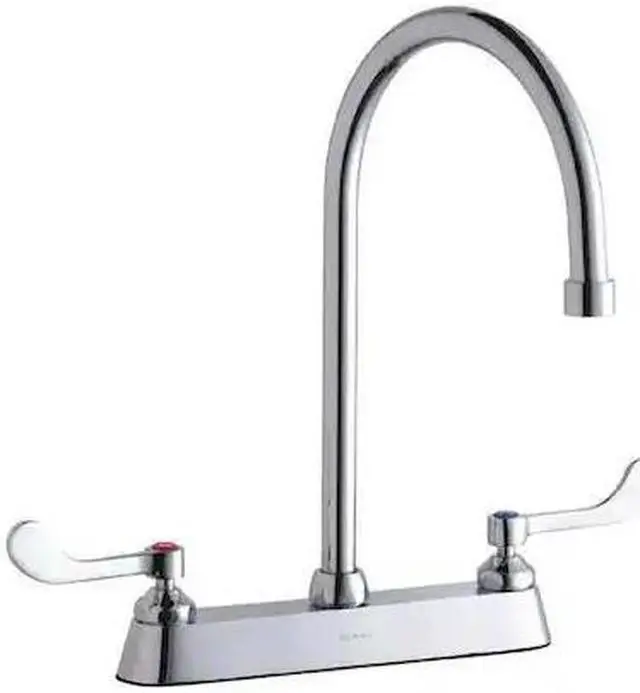 Main image of ELKAY LK810GN08T4 Faucet,Scrub/Handwash Deck Mount, Wristblade Handle, 8"