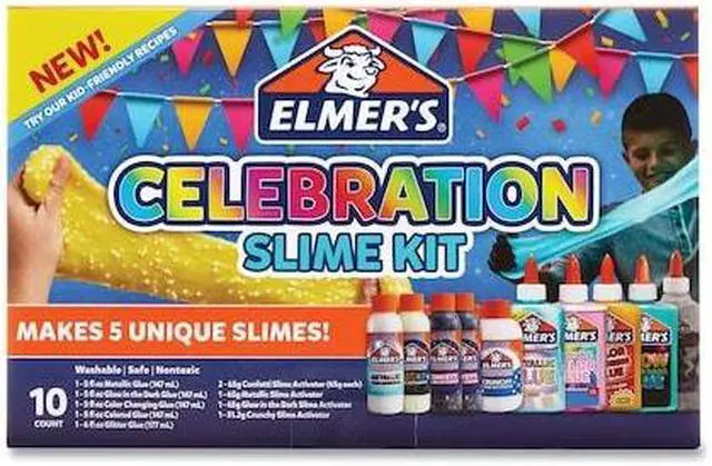 Alt view image 4 of 5 - Elmer's Celebration Slime Kit | Slime Supplies Include Assorted Magical Liquid Slime Activators and Assorted Liquid Glues, 10 Count