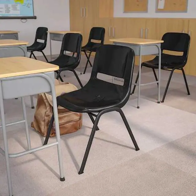 Alt view image 5 of 18 - Flash Furniture HERCULES Series. Capacity 880 lb Ergonomic Shell Stack Chair  - 5 Pack, Black Frame