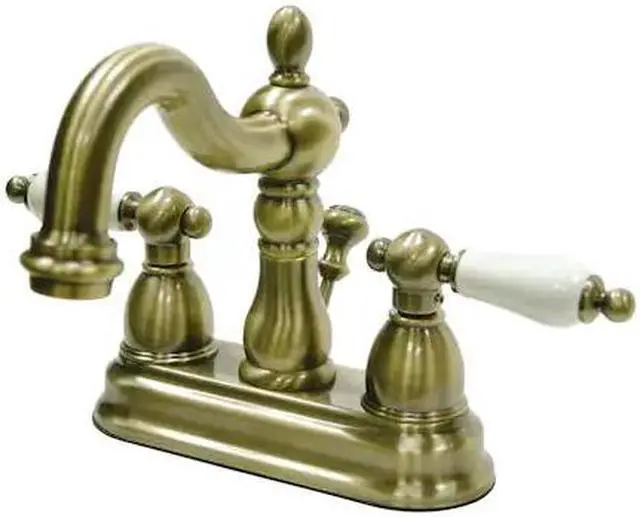 Alt view image 4 of 8 - Kingston Brass KB160.PL Heritage Centerset Bathroom Faucet with Brass Pop-Up Dra, Antique Brass