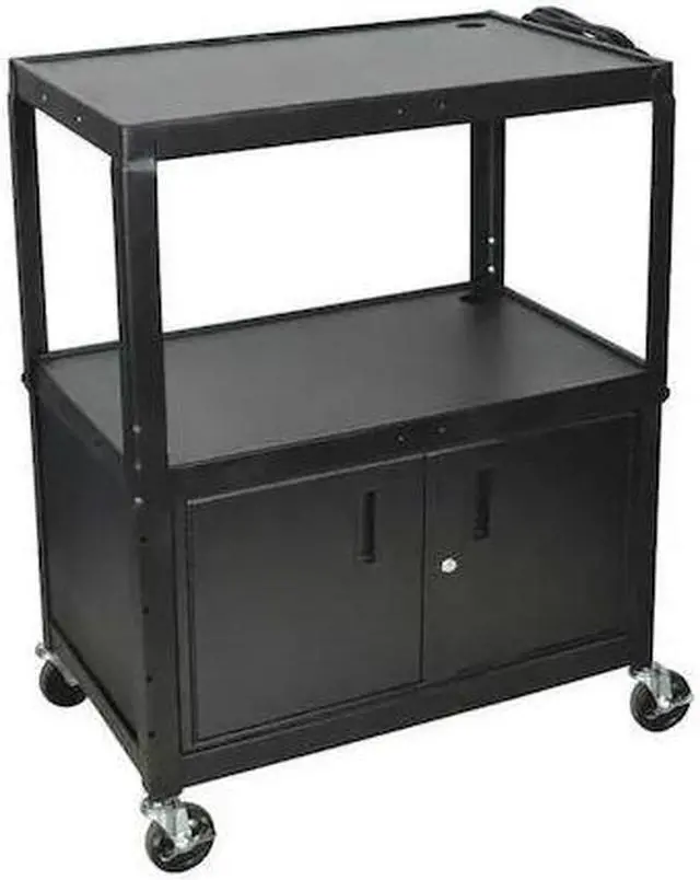 Alt view image 5 of 7 - Luxor Adjustable Height Steel A/V Cart with Locking Cabinet