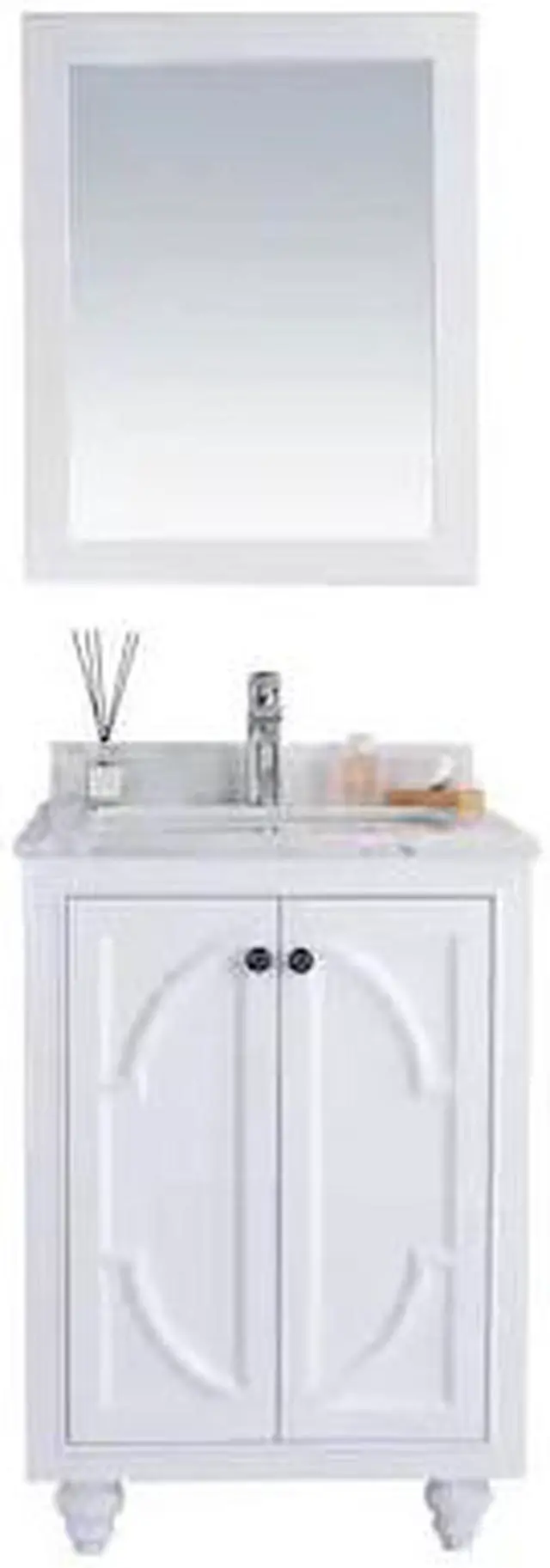 Alt view image 4 of 10 - Odyssey - 24 - White Cabinet + White Carrara Marble Countertop