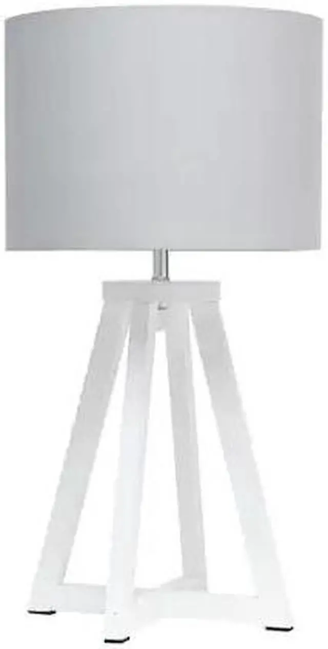 Alt view image 6 of 18 - Simple Designs Interlocked Triangular White Wood Table Lamp with Gray Fabric Shade