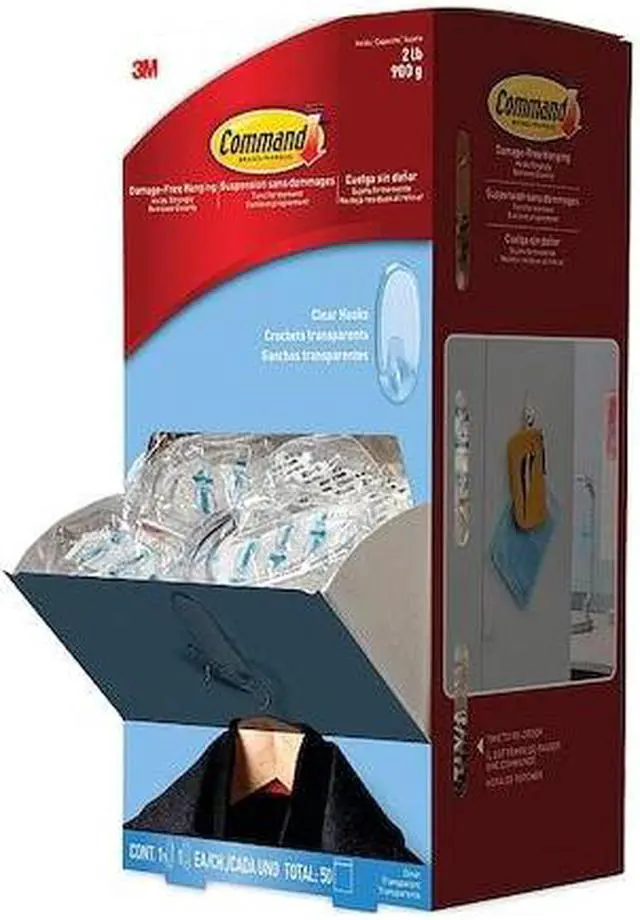 Alt view image 8 of 8 - Clear Hooks & Strips, Plastic, Medium, 50 Hooks w/50 Adhesive Strips p