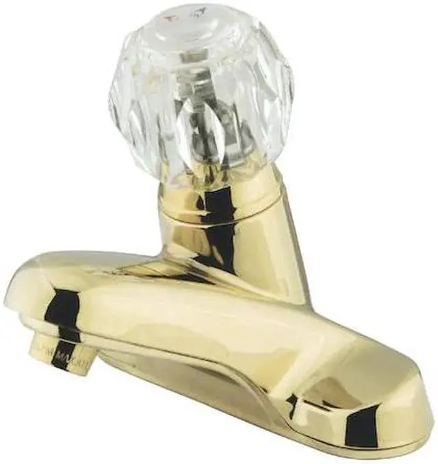 Alt view image 3 of 6 - SINGLE ACRYLIC HANDLE 4 CNTR SET PB, LESS-Polish Brass Finish