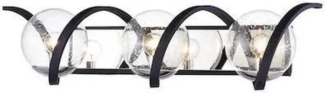 Main image of MAXIM 35106CDBKPN Curlicue 3-Light 30" Wide Black / Polished Nickel Vanity Light