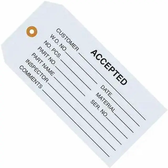 Main image of PARTNERS BRAND G20011 Inspection Tag,4 3/4x2 3/8",PK1000, 13 Point Cardstock, 4