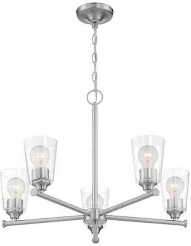 Alt view image 2 of 5 - nuvo 60/7185 bransel light fixture, 5lt chandelier, brushed nickel