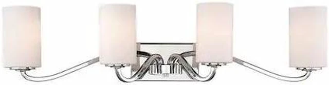 Main image of NUVO 60-5871 Willow 4 Light Vanity Polished Nickel White Glass Polished N