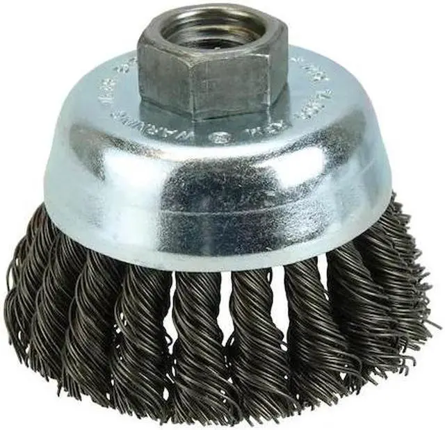 Main image of WEILER 36238 Wolverine 3" Knot Wire Cup Brush .020" Steel Fill 5/8"-11 UNC Nut
