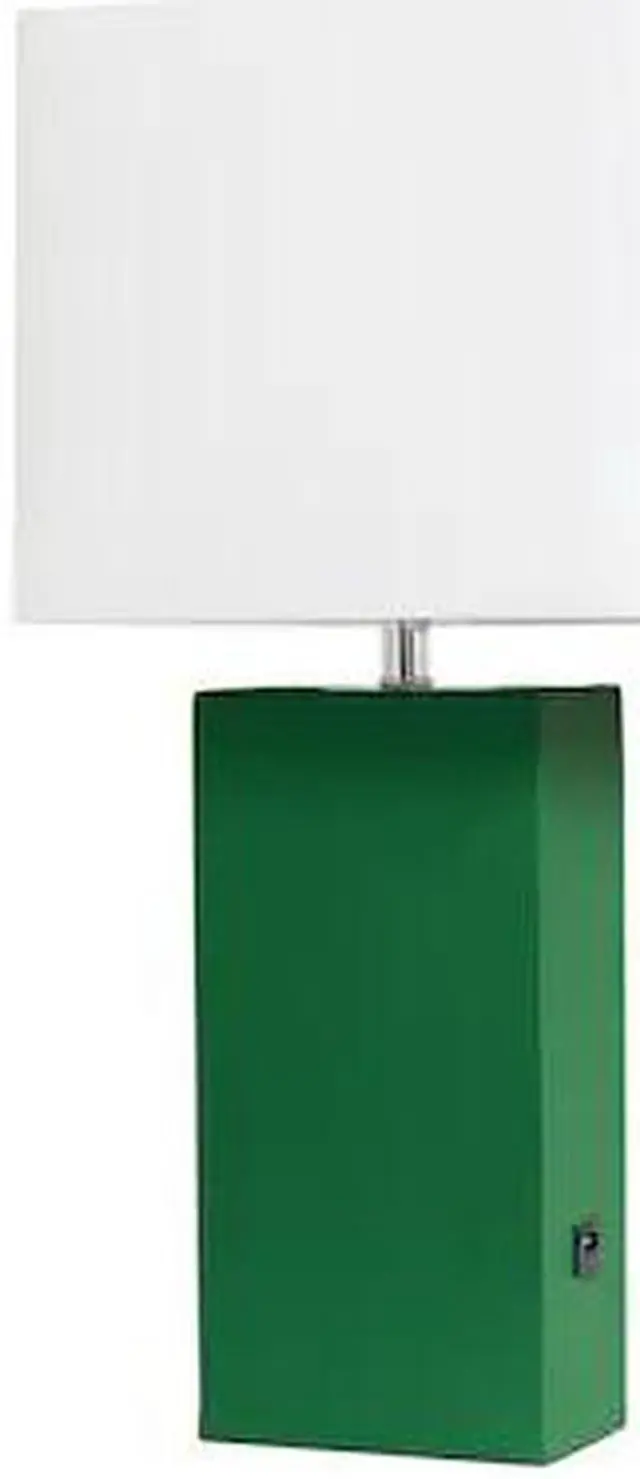 Alt view image 7 of 18 - Elegant Designs Modern Leather Table Lamp with USB and White Fabric Shade, Green