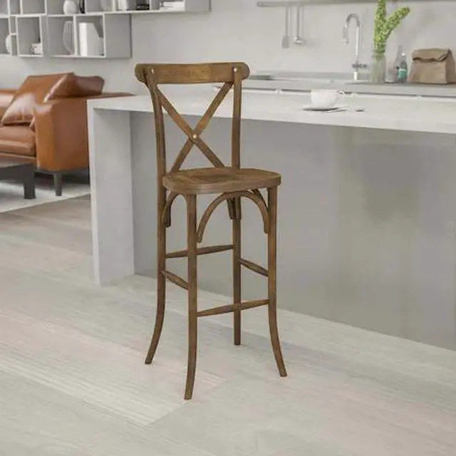 Main image of FLASH FURNITURE 2-XA-X-BAR-GO-GG HERCULES Series Dark Antique Wood Cross Back