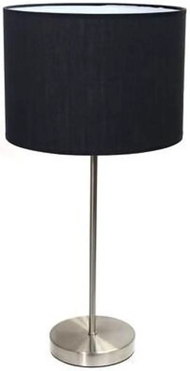 Alt view image 2 of 10 - Simple Designs Brushed Nickel Stick Lamp with Fabric Shade, Black
