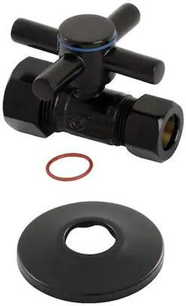 Main image of KINGSTON BRASS CC44450DXK 5/8" ODx1/2" OD Comp Quarter-Turn Straight Stop Valve