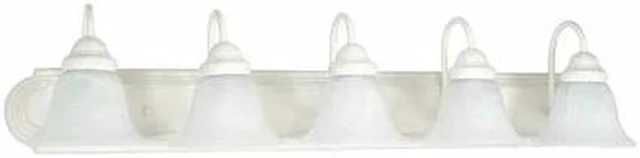 Main image of NUVO 60-335 Ballerina 5 Light 36 in. Vanity Alabaster Glass Bell White