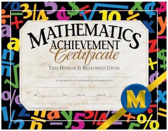 Main image of HAYES VA581-5 Mathematics Achievment Certificates, PK5