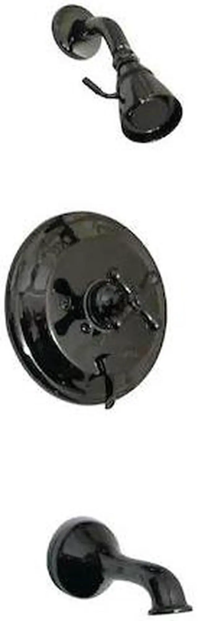 Alt view image 2 of 2 - Kingston Brass NB36300AX Water Onyx Pressure Balanced Tub & Shower faucet with Metal Cross Handle and Vintage Spout