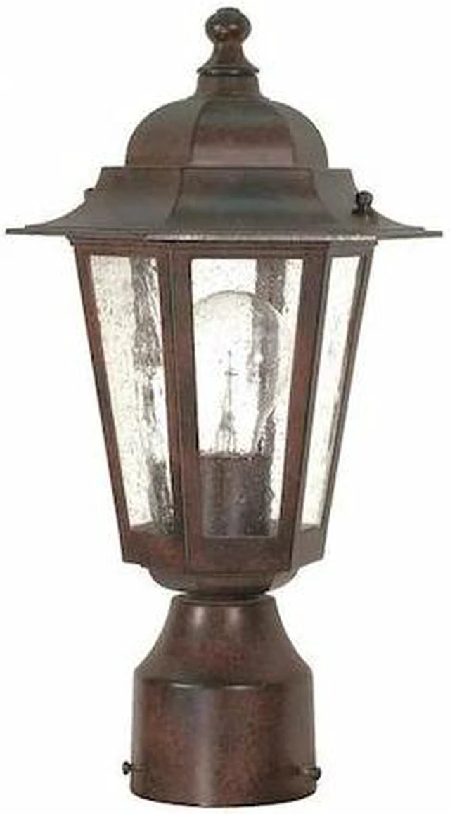 Main image of NUVO 60-995 Cornerstone 1-Light 14 in. Post Lantern with Clear Seed Glass