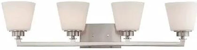 Main image of NUVO 60-5454 Mobili 4 Light Vanity Fixture Satin White Glass Brushed Nick