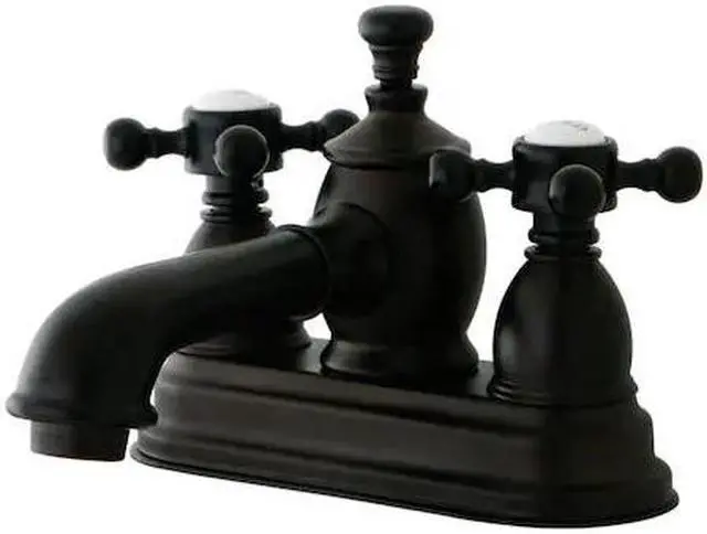 Alt view image 3 of 6 - Kingston Brass KS7005BX 4 in. English Country Centerset Lavatory Faucet with Brass Pop-Up Cross Handle, Oil Rubbed Bronze