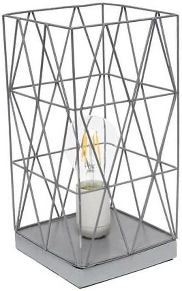 Alt view image 7 of 15 - Simple Designs Gray Geometric Square Metal Table Lamp