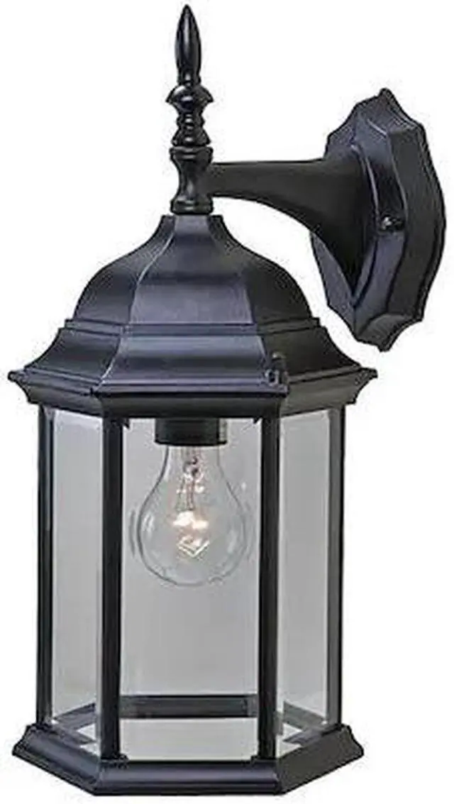 Alt view image 3 of 3 - Acclaim Lighting 5181BK Craftsman 1 Light Outdoor Wall Sconce, Matte Black / Clear Beveled Glass