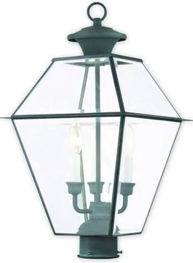 Alt view image 2 of 2 - Livex Lighting 2384-61 Westover Charcoal 3 Light Outdoor Post Lantern