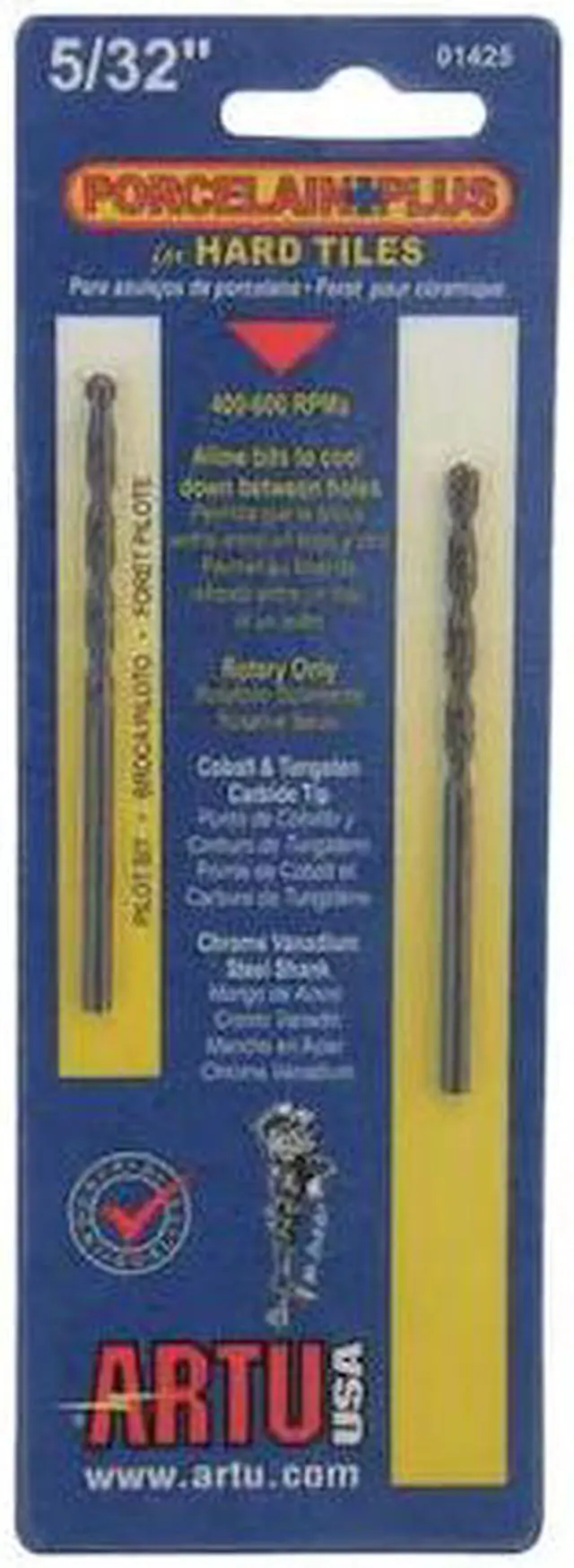 Alt view image 7 of 10 - ARTU 5/32 In. x 3-1/8 In. Cobalt and Tungsten Carbide Glass & Tile Drill Bit