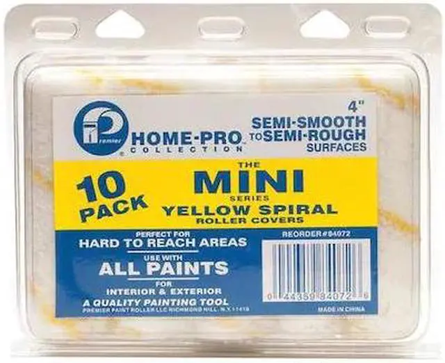 Main image of PREMIER 84072 4" Mini Paint Roller Cover, 1/2" Nap, Perlon, 10 PK