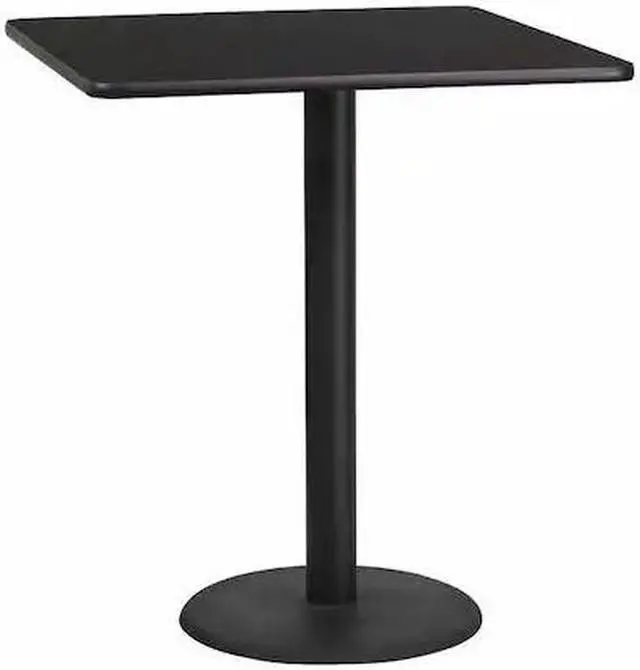 Alt view image 10 of 12 - 36'' Square Black Laminate Table Top with 24'' Round Bar Height Table Base
