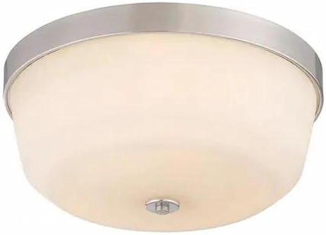 Main image of NUVO 60-5824 Laguna 3 Light Flush Fixture White Glass Brushed Nickel