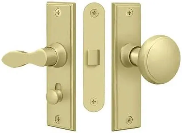 Alt view image 2 of 2 - Solid Brass Square Storm Door Latch w Mortise Lock (Polished Brass)