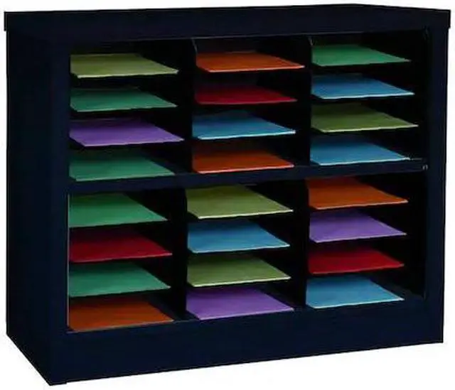 Main image of ZORO SELECT 5CRX9 Horizontal Literature Organizer 24 Compartments, Black