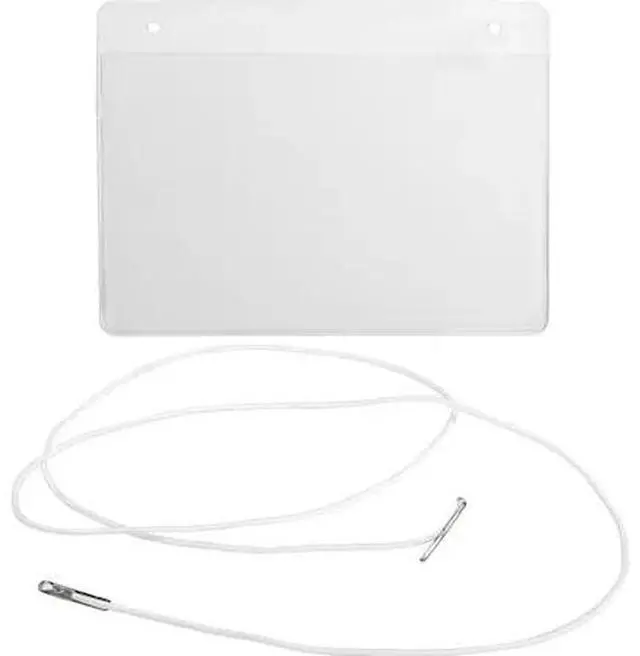 Alt view image 2 of 6 - Business Source Elastic Cord Hanging Name Badges - 50 / Box - 4" Width x 3" Height - Durable, Reusable - Plastic - White