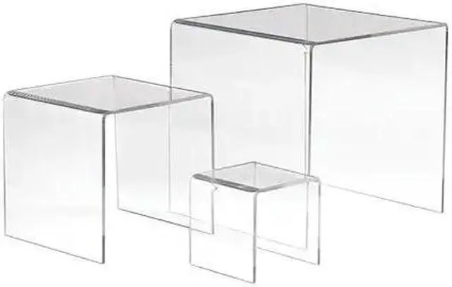 Alt view image 2 of 2 - Set of 3 Acrylic Display Risers (3", 5" & 7") - Clear Color,Pack Size - 6