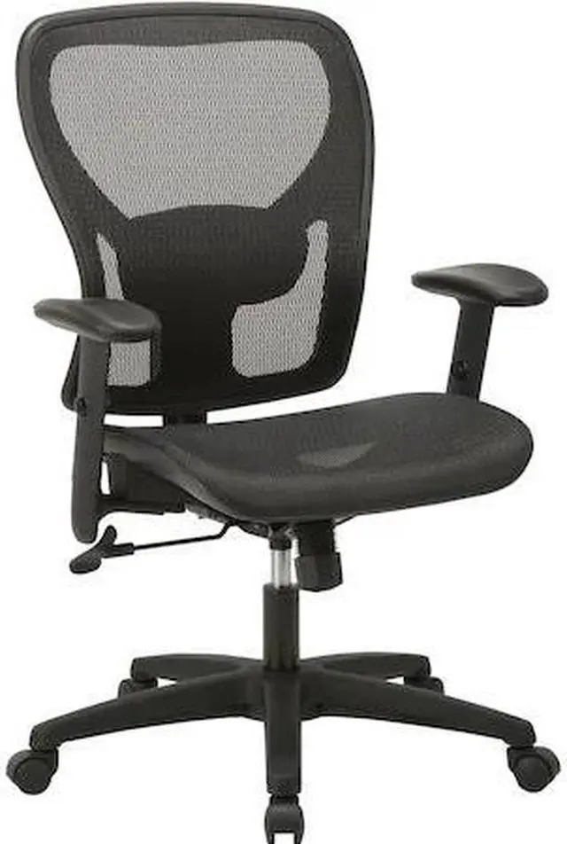 Alt view image 3 of 13 - Lorell SOHO Mesh Mid-Back Task Chair - Fabric Seat - Mesh Back - 5-star Base - Black - 27.8" Width x 27" Depth x 42.9" H