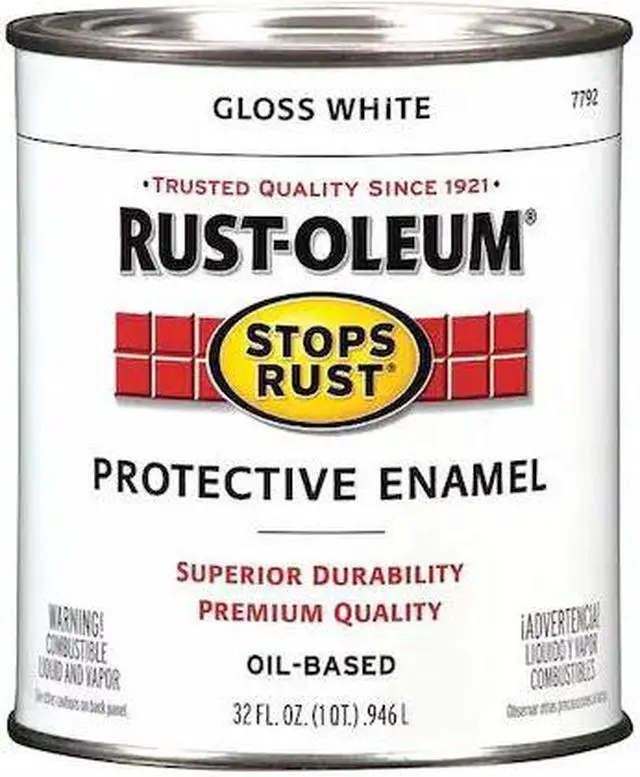 Alt view image 5 of 5 - Enamel Paint,Gloss White,Solvent,1 qt. RUST-OLEUM 7792502